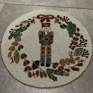 Tahari Nutcracker Christmas Beaded Charger 15” RARE